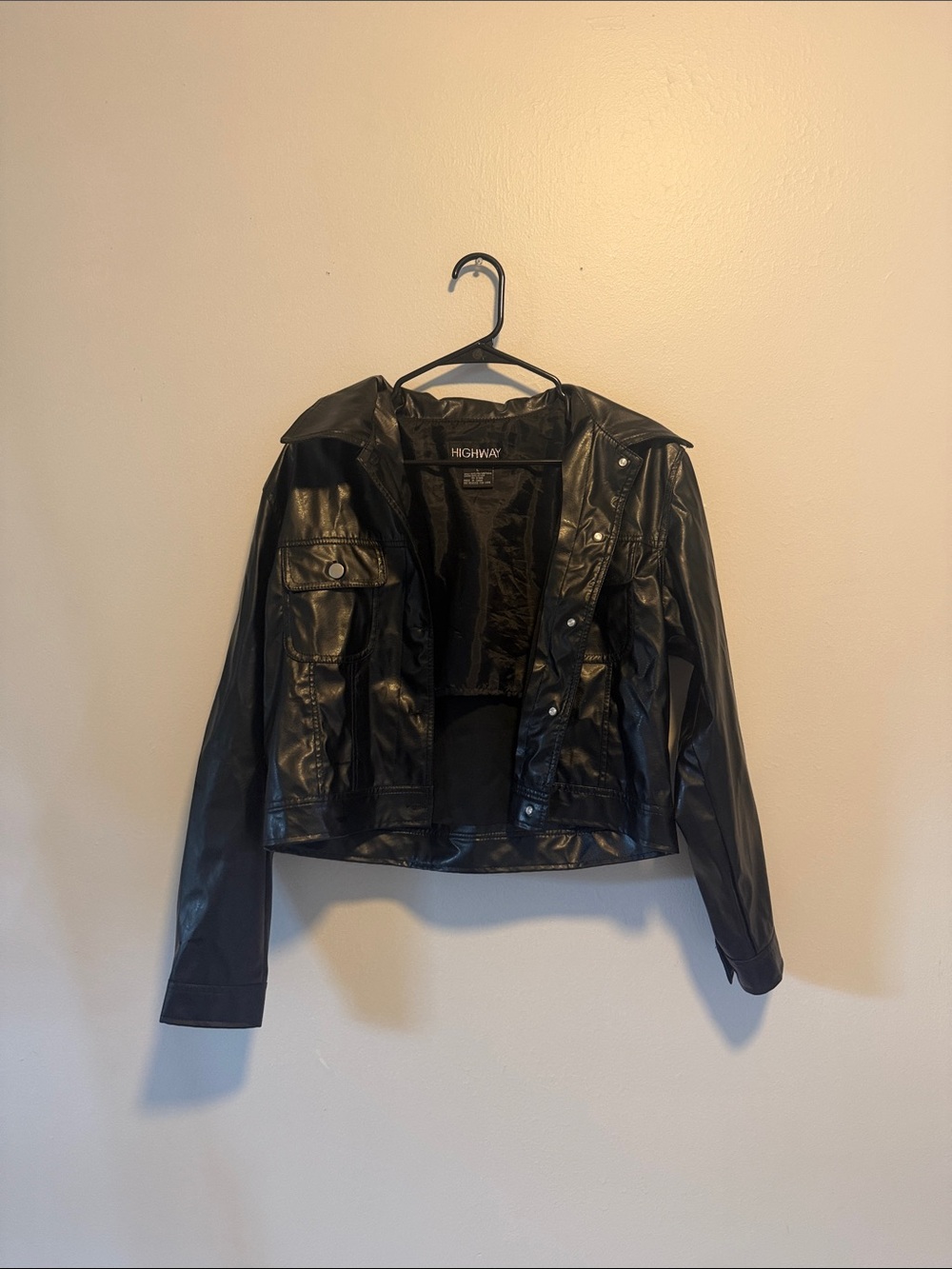 Highway Black Faux Leather Jacket for Women